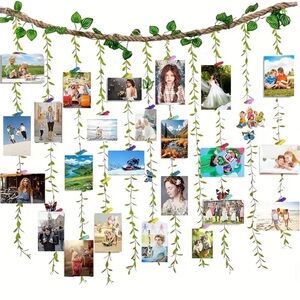 Decorative Photo Hanging Display with Leaves